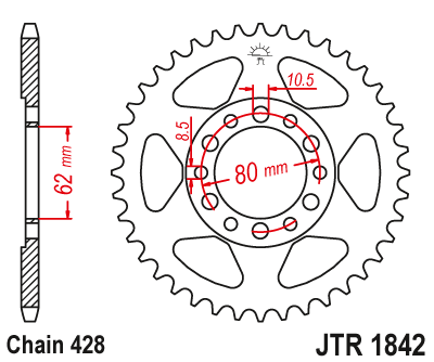 DID JT zestaw napędowy Yamaha TW 125 (03-04)
