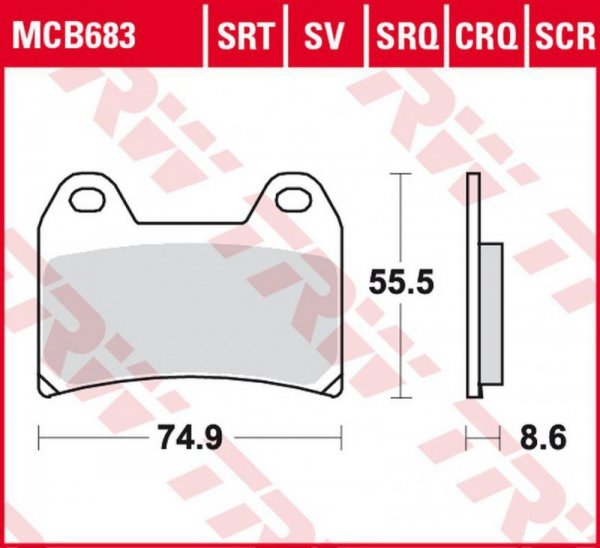TRW ZF KLOCKI HAMULCOWE KH244 SINTER TRACK APRILIA RS 250 97-, RSV 1000 MILE/R 98-00, DUCATI 748/800/900/916/996 97-03, KTM SMC 