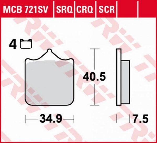 TRW ZF KLOCKI HAMULCOWE KH604/4 CARBON RACING APRILIA RSV 1000 MILE/R 01-03, RSV 1000R 04-10, DUCATI 748/749/996/998/999 01-07, 