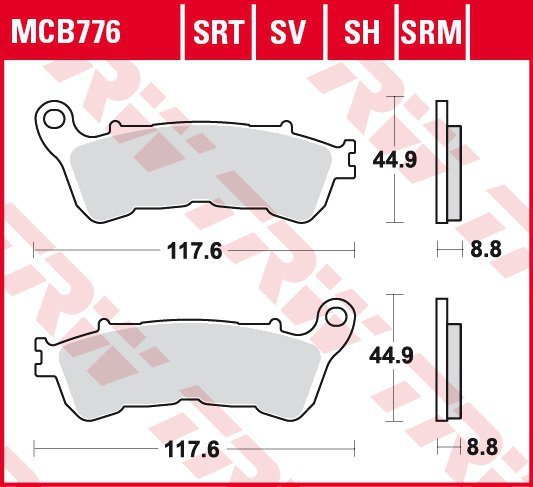 TRW ZF KLOCKI HAMULCOWE KH388 ORGANIC HONDA CBF 500 04-08, CBF 600 04-15, NT 700 V 06-13, XL 700 V 08-13, XL 1000 V 04-13, SUZUK