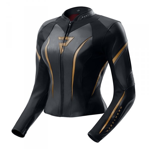 KURTKA MOTOCYKLOWA SKÓRZANA DAMSKA REBELHORN DIVA ST BLACK GOLD W36