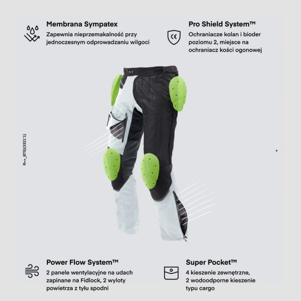 SPODNIE MOTOCYKLOWE TEKSTYLNE REBELHORN RANGE GREY BLACK RED 5XL