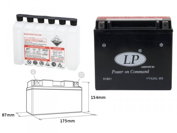 LANDPORT Yamaha YFM 400 FWN Big Bear 00-03 akumulator  elektrolit osobno