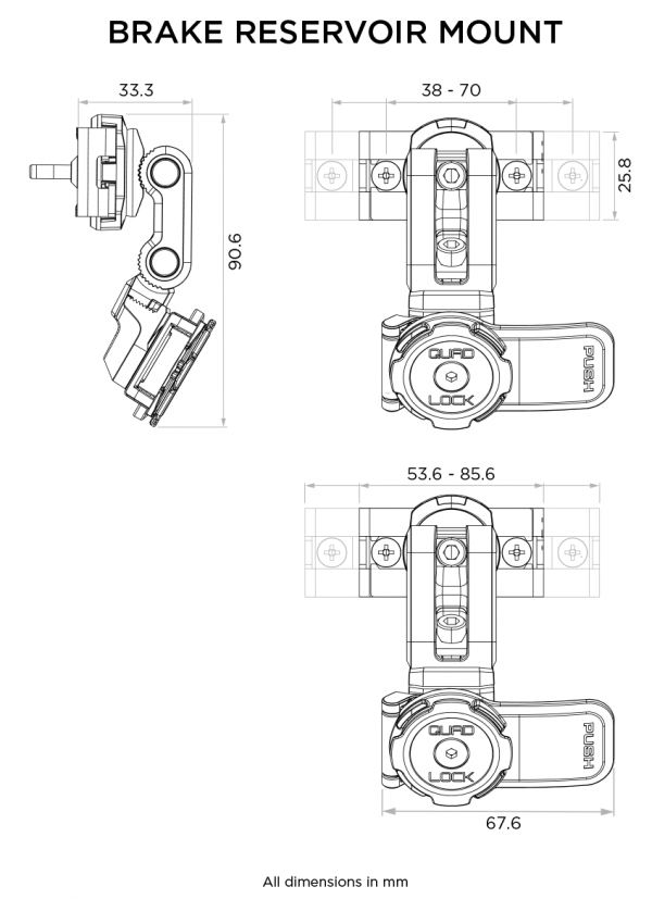 Podstawa mocowana na zbiorniczku hamulcowym Quad Lock® - V2