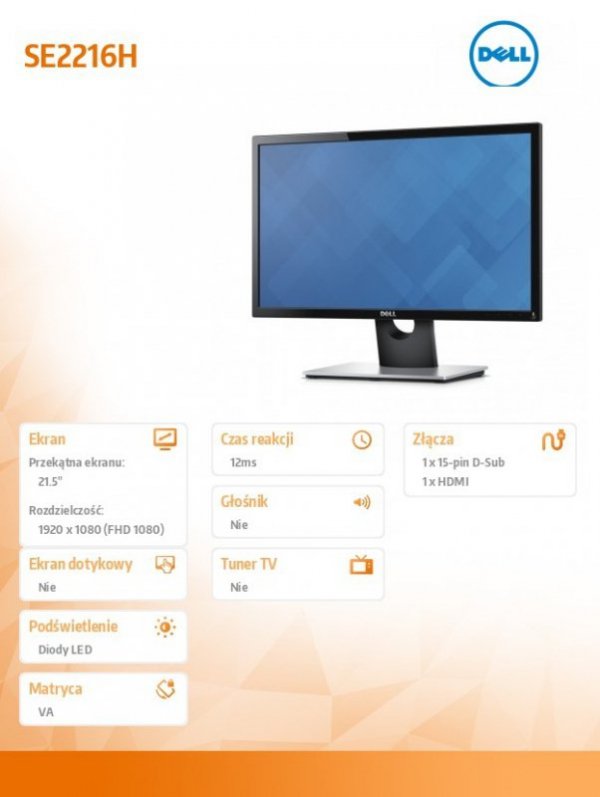 Monitor 21.5 SE2216H VA LED Full HD (1920 x 1080) /16:9/HDMI/VGA/3Y PPG