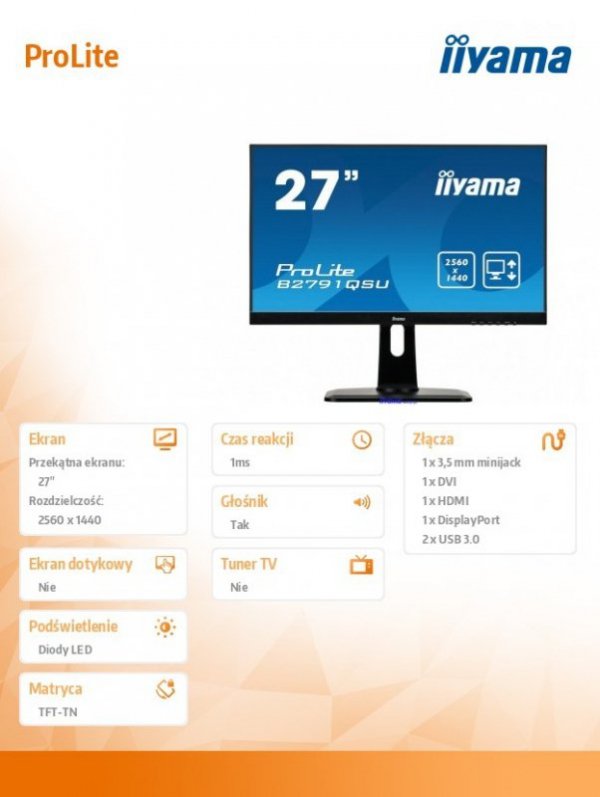 Monitor 27 B2791QSU-B1 WQHD,PIVOT,HDMI,DP,USB.