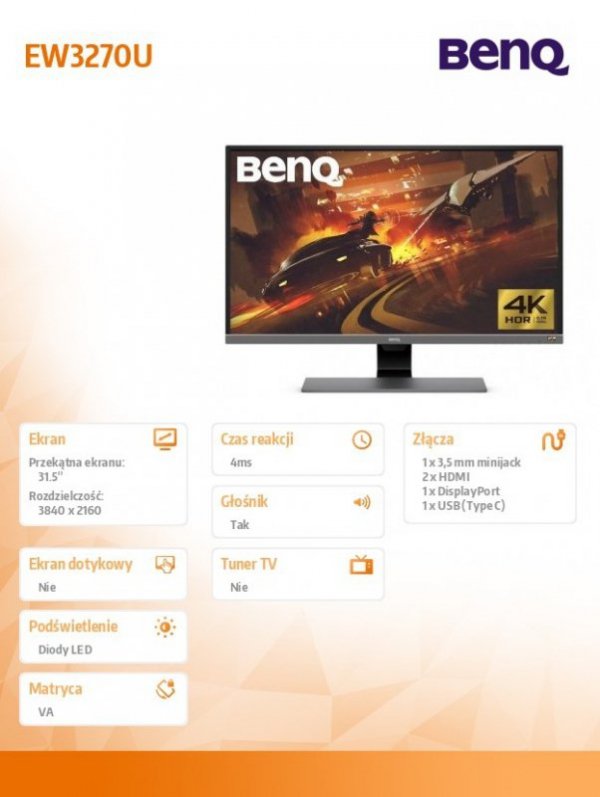 Monitor 32 cale EW3270UE 4K Czarny