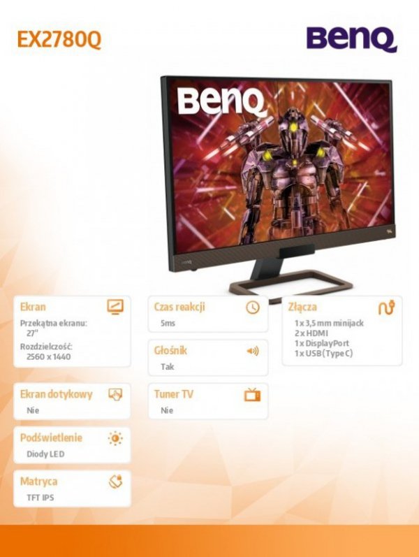 Monitor 27 cali EX2780Q LED HDMI/DVI/MVA