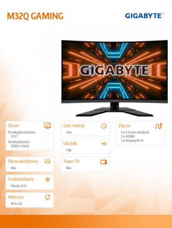 Monitor GBYTE 32&#039;&#039; M32Q GAMING 1ms/12MLN:1/FULLHD/HDMI