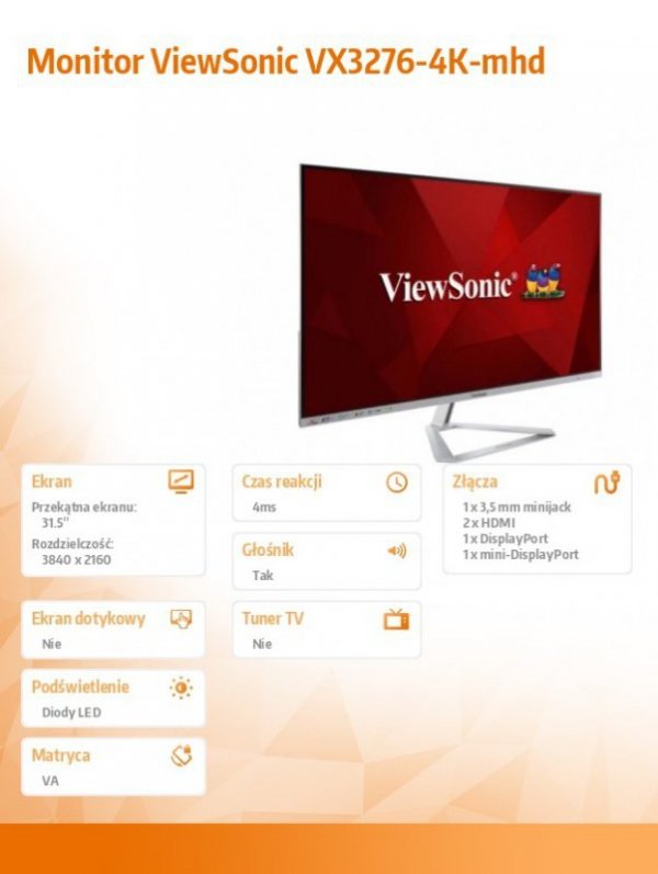 Monitor VX3276-4K-mhd (32 cale VA, 4K, 4ms)