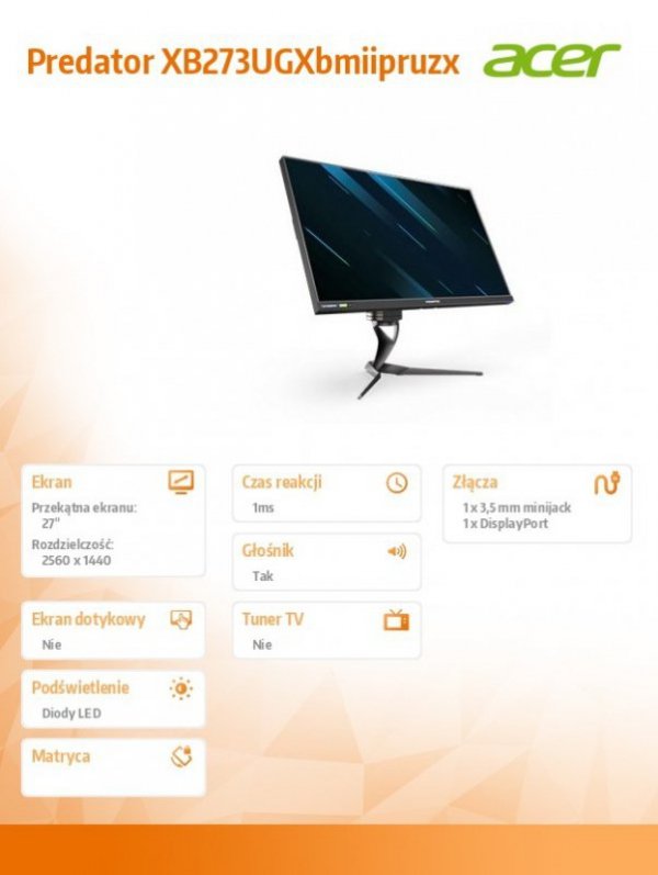 Monitor 27 cali Predator XB273UGXbmiipruzx