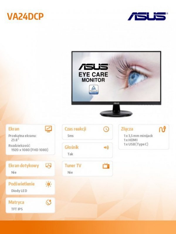 Monitor 24 cale VA24DCP IPS USB-C HDMI Głośnik