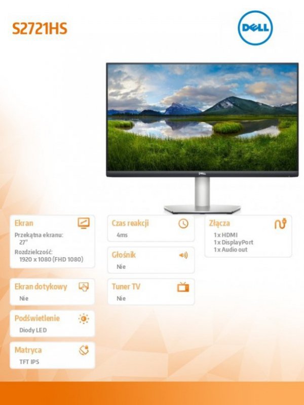 Monitor 27 cali S2721HS IPS 1920x1080/2xHDMI/DP/3Y