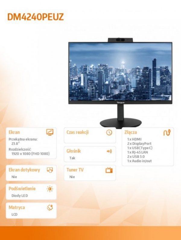 Monitor 24 cale Primary Full-HD Dock 100W PowerDelivery biały