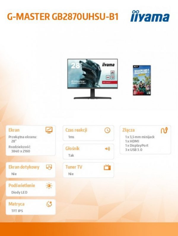 Monitor 28 cali GB2870UHSU-B1 + Gra Dead Island 2 PC