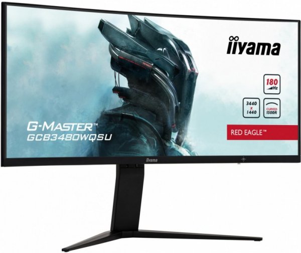 Monitor 34 cale GCB3480WQSU-B1 VA,UWQHD,180HZ,0.4ms,1500R(Curved),   2xHDMI,2xDP,2xUSB 3.2,2x3W,HDR400,HAS(110mm),VESA(100x100mm