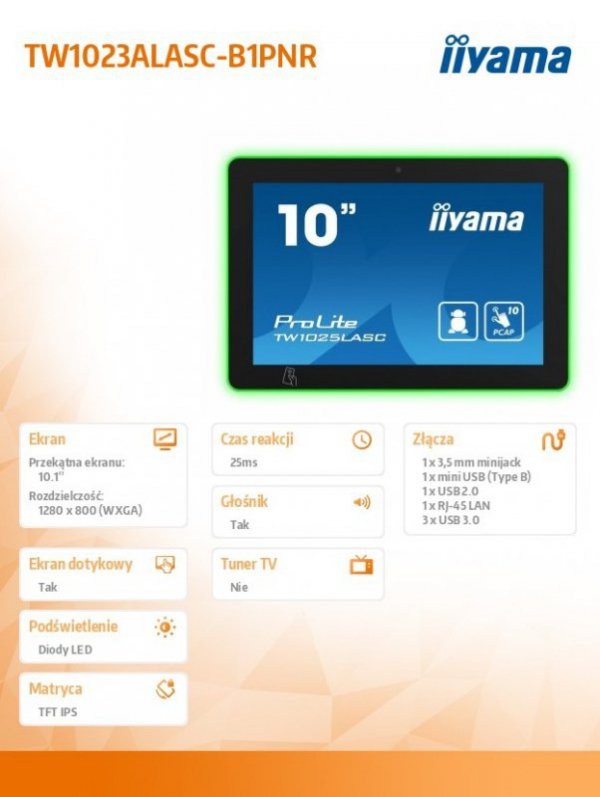 Monitor 10 cali TW1023ALASC B1PNR,10P.DOT.IPS,WIFI, ANDROID12,24/7, LED room booking