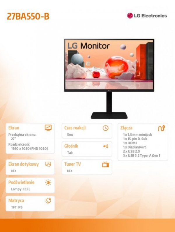 Monitor 27BA550-B 27 cali  IPS Full HD 100Hz
