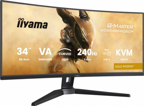 Monitor G-Master 34 cale GCB3486WQSCP-B1,VA,UWQHD,240HZ,0.4ms,1500R,HDR400,500cd,21:9,HDMI (2.1), USB-C dock 95W, RJ45, 2x5W, KV