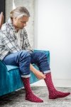 RELAXSAN - Podkolanówki uciskowe z bawełny - bordowe w kropki Fancy Socks (15 - 21 mmHg)