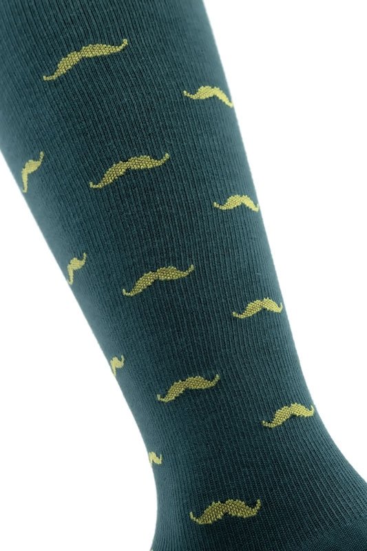 RELAXSAN - Podkolanówki uciskowe zielone w wąsy Fancy Socks (15 - 21 mmHg) 810 BAFFO