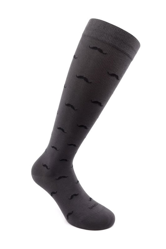 RELAXSAN - Podkolanówki uciskowe ciemnoszare w wąsy Fancy Socks (15 - 21 mmHg) 810 BAFFO