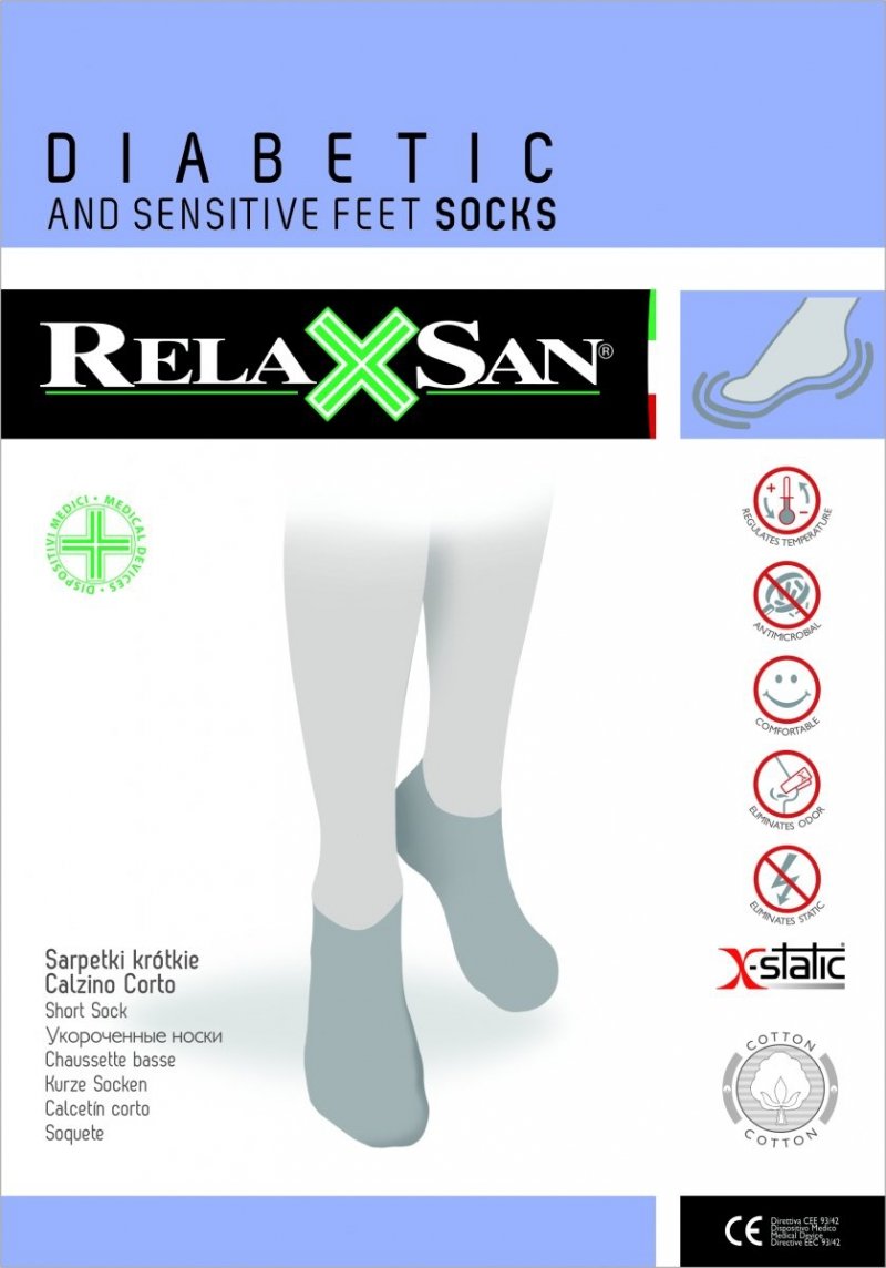 RelaxSan skarpety krótkie stopki bawełniane ze srebrnym włóknem X-static