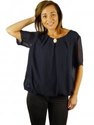 Bluzka wizytowa z broszką, szyfon, rozm. 42