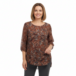 Tunika szyfonowa rękaw 3/4 z dłuższym tyłem r. 44