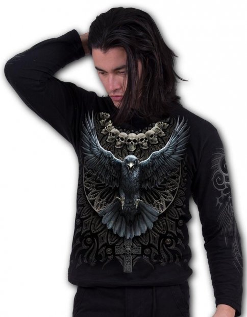 Raven Skull - Longsleeve Spiral