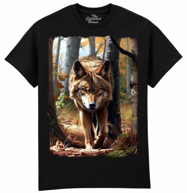 Autumn Approaching Wolf T-shirt Black - TCH