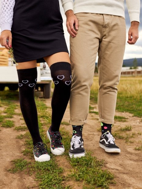 Black and White Hearts - Knee Socks Good Mood