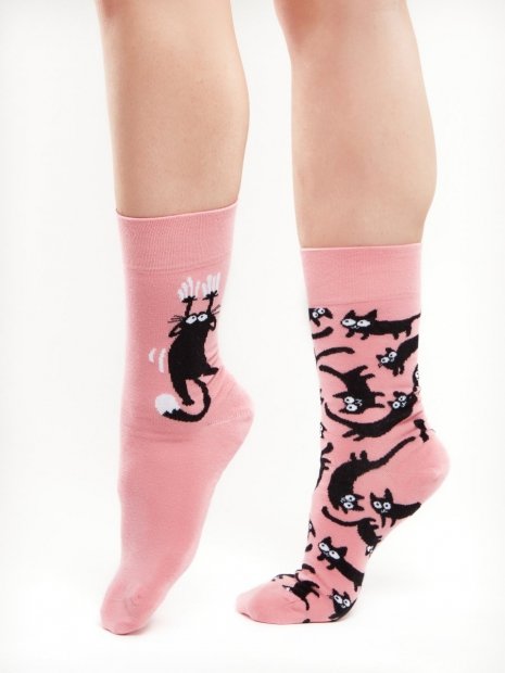 Pink Cats - Socks Good Mood