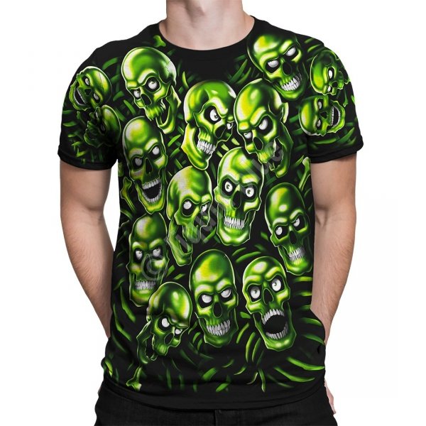Skull Pile Green - Glow - Liquid Blue