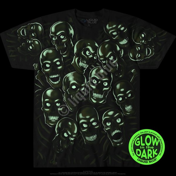 Skull Pile Green - Glow - Liquid Blue