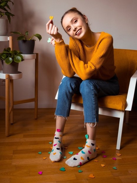 Farebné Srdce - Krátké Ponožky Good Mood