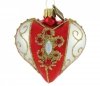 bombka serce ze złotym brokatem / Herz 5cm - Halskette auf Rot