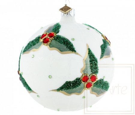 Christbaumkugel 10cm – Stechpalme im Schnee