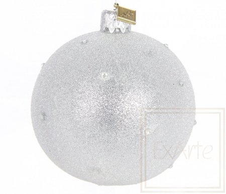 Weihnachtskugel 8cm, Sternenstaub auf Silber
