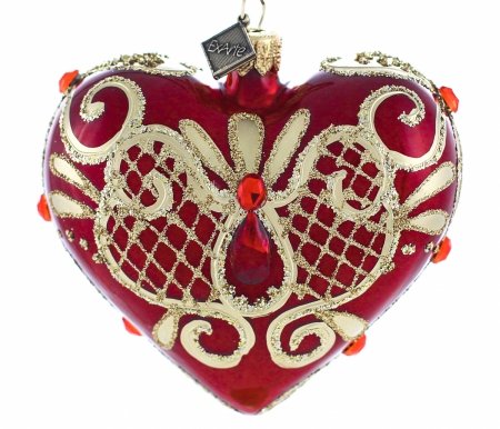 Christmas ornament heart 9.5cm – Ruby