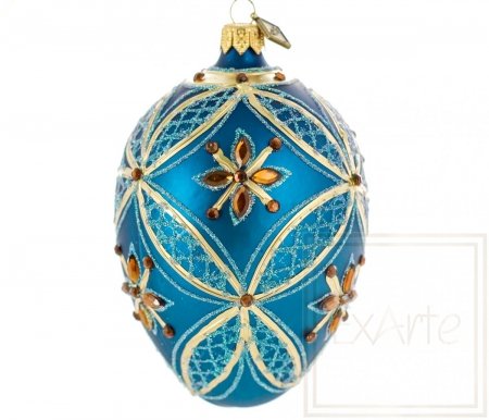 Christmas ornament egg 13cm - Ambers on turquoise
