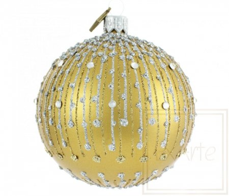Christmas glass ball 8 cm - Diamond golden rain