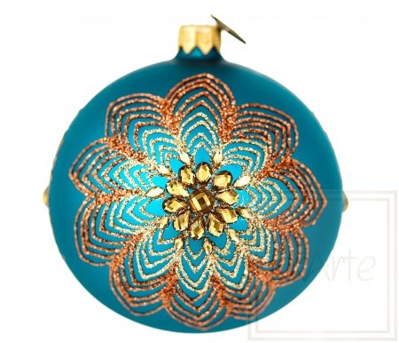 Christmas glass ball 10 cm - Amber rosette