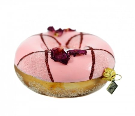 Szklana bombka Donut z różaną polewą -  10cm