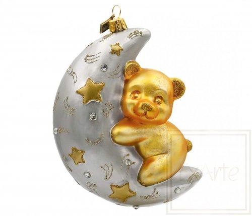Weihnachtsbaumschmuck Teddybär 12cm - Auf dem silbernen Mond