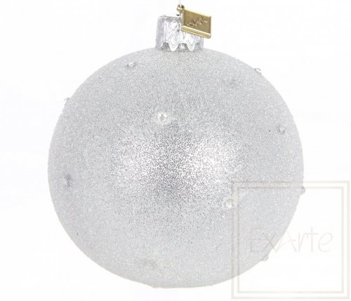 Weihnachtskugel 8cm, Sternenstaub auf Silber