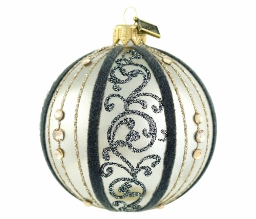 Glaskugel  Kugel 8cm - Goldene Stickerei