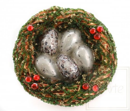Weihnachtsbaumschmuck Nest 9 cm – Grün