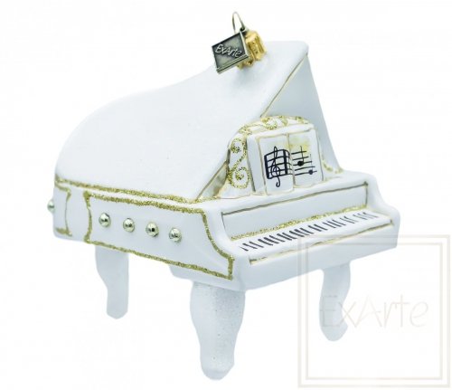 Christmas bauble grand piano 10cm - White