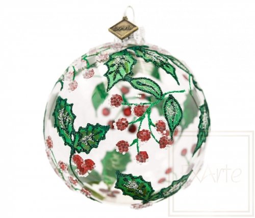 Christmas ornament Ball 8 cm - Frosted holly